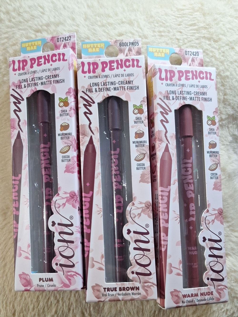 Ioni Set Of 3...lip Liner. True Brown, Plum, Warm Nude